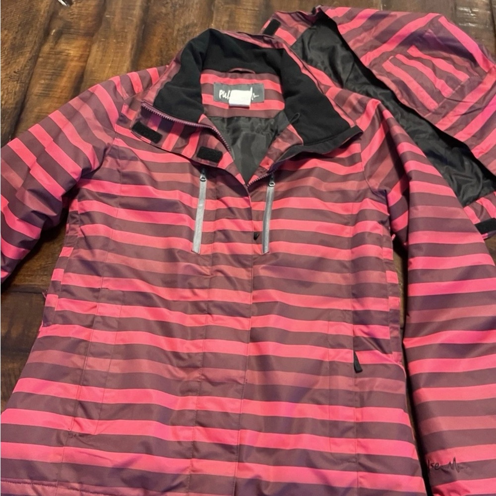 Pulse Maroon and Pink Striped Jacket Small Ski Snowboard EUC